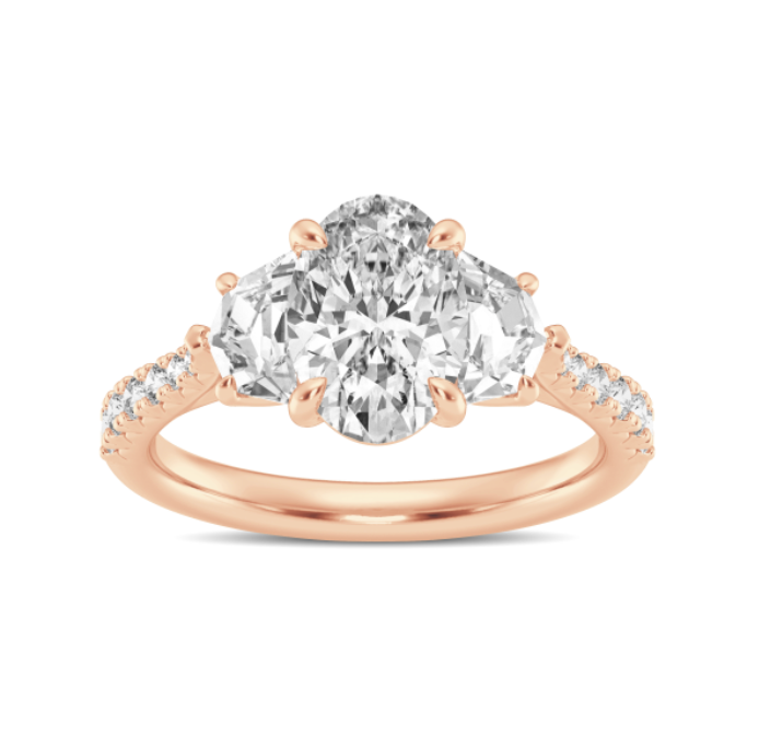 Three Stone Pave Engagement Ring