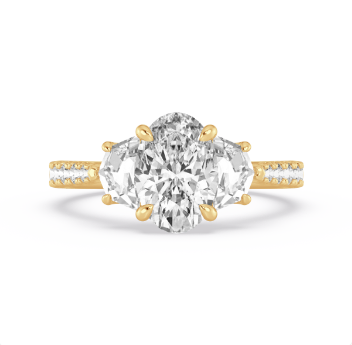 Three Stone Pave Engagement Ring