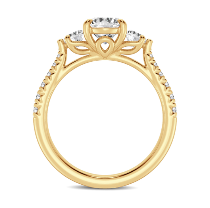 Three Stone Pave Engagement Ring