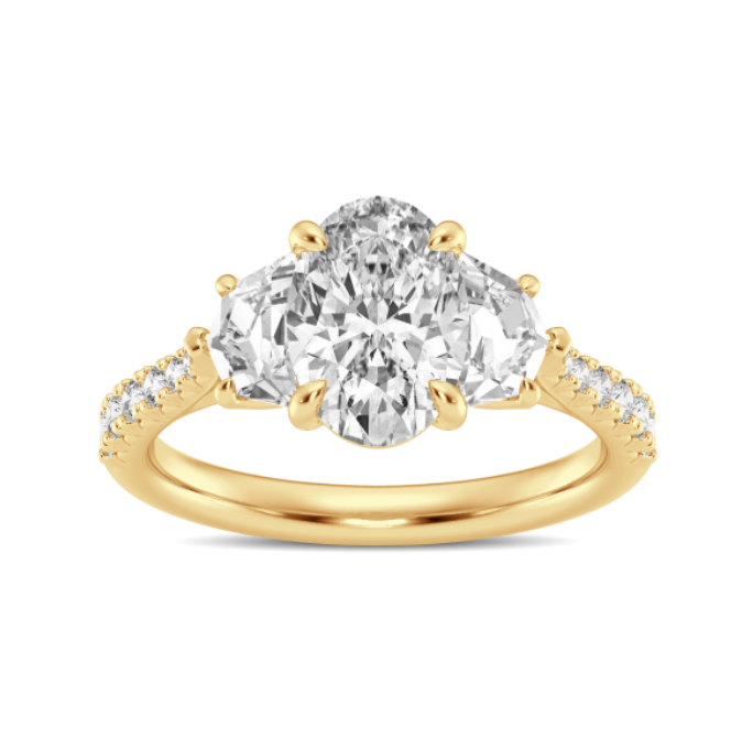 Three Stone Pave Engagement Ring