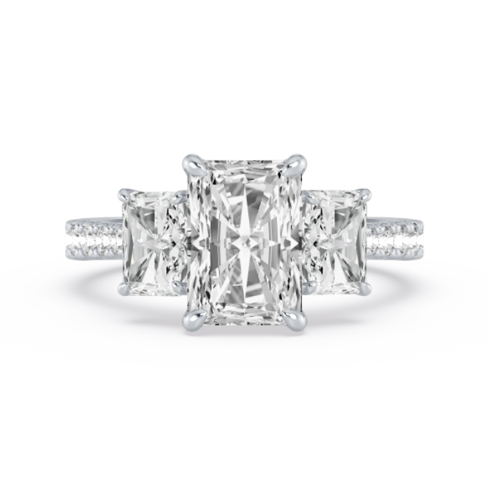 Radiant Diamond with Round Pavé Engagement Band