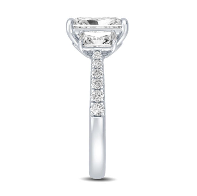 Radiant Diamond with Round Pavé Engagement Band