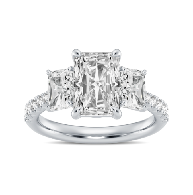 Radiant Diamond with Round Pavé Engagement Band