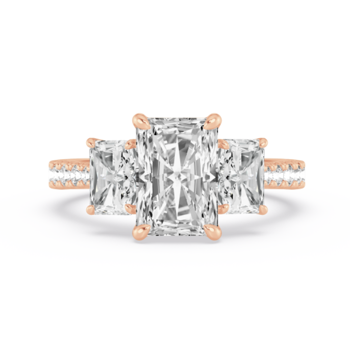 Radiant Diamond with Round Pavé Engagement Band