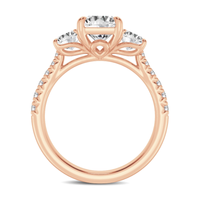 Radiant Diamond with Round Pavé Engagement Band
