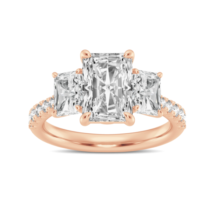 Radiant Diamond with Round Pavé Engagement Band