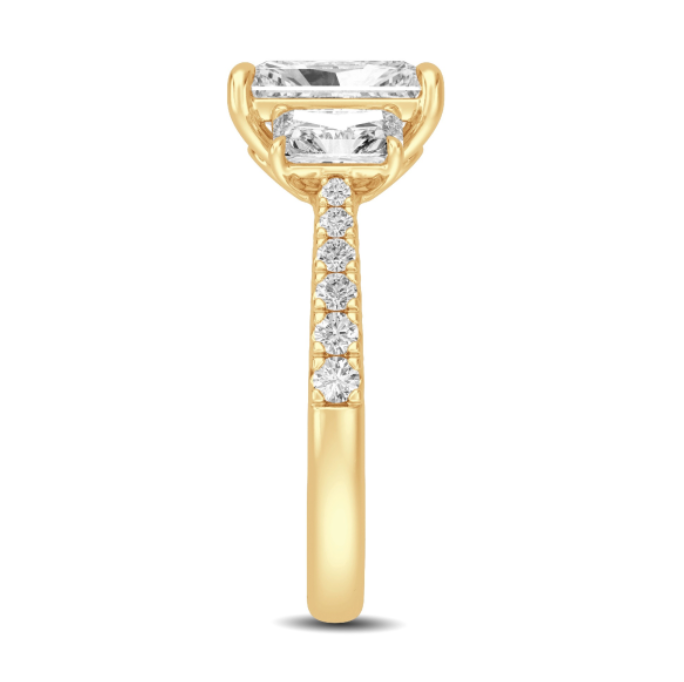 Radiant Diamond with Round Pavé Engagement Band