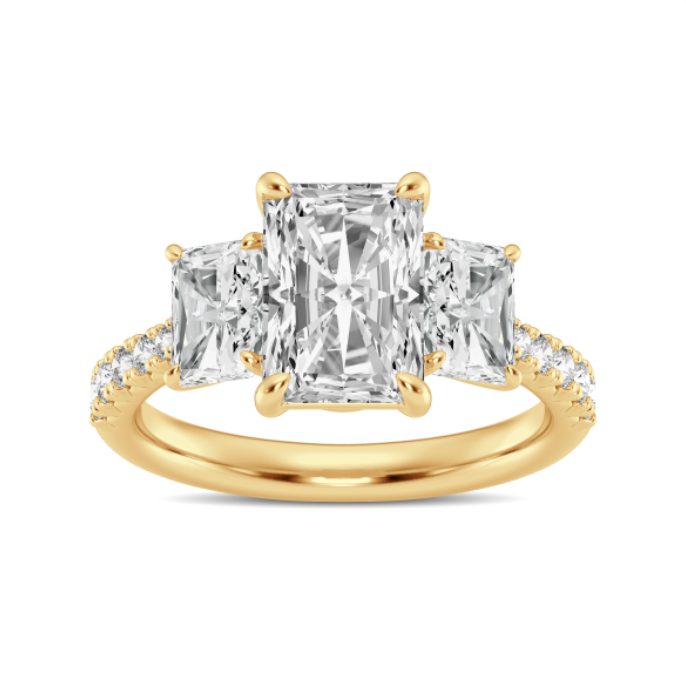 Radiant Diamond with Round Pavé Engagement Band