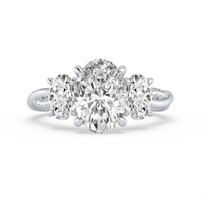 Oval Twist Three-Stone Engagement Ring