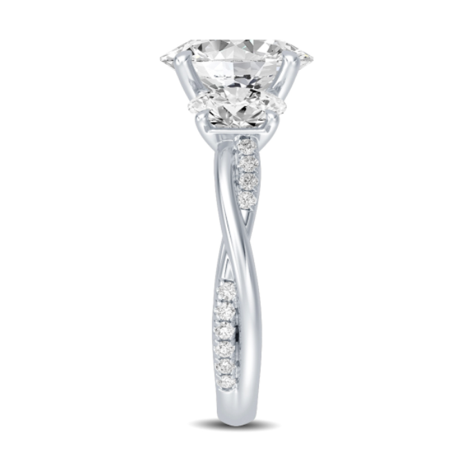 Oval Twist Three-Stone Engagement Ring