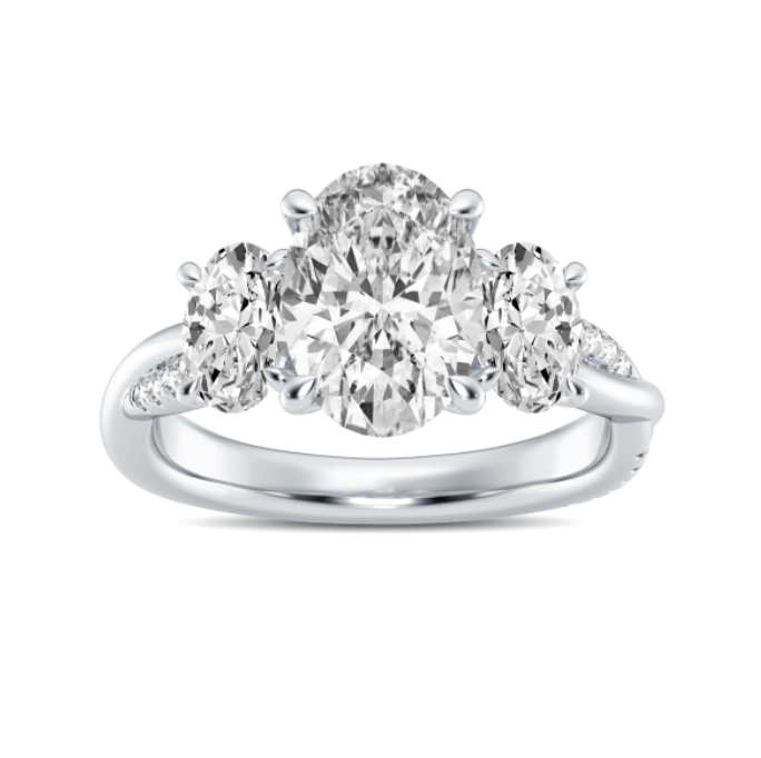 Oval Twist Three-Stone Engagement Ring