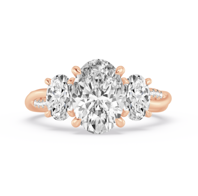 Oval Twist Three-Stone Engagement Ring