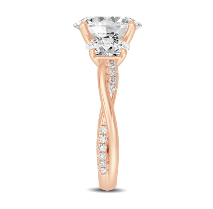 Oval Twist Three-Stone Engagement Ring