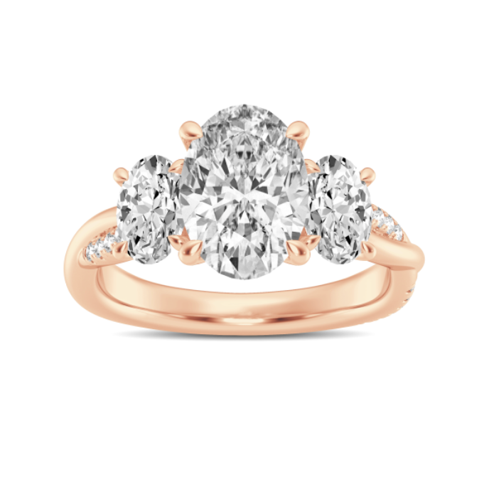 Oval Twist Three-Stone Engagement Ring