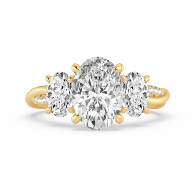 Oval Twist Three-Stone Engagement Ring