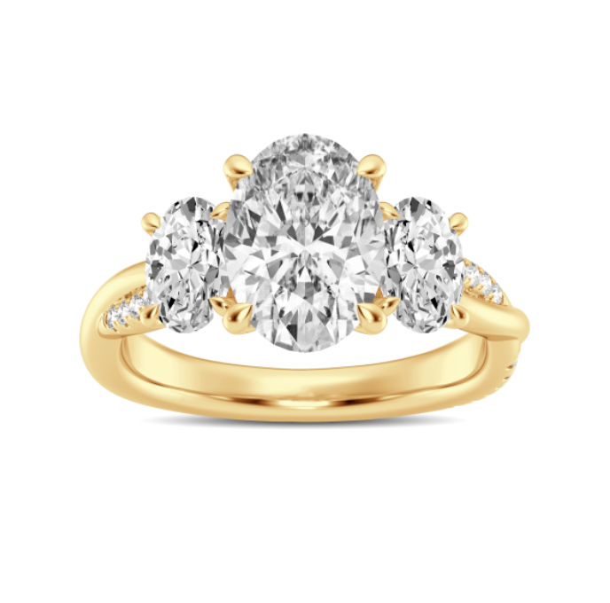Oval Twist Three-Stone Engagement Ring