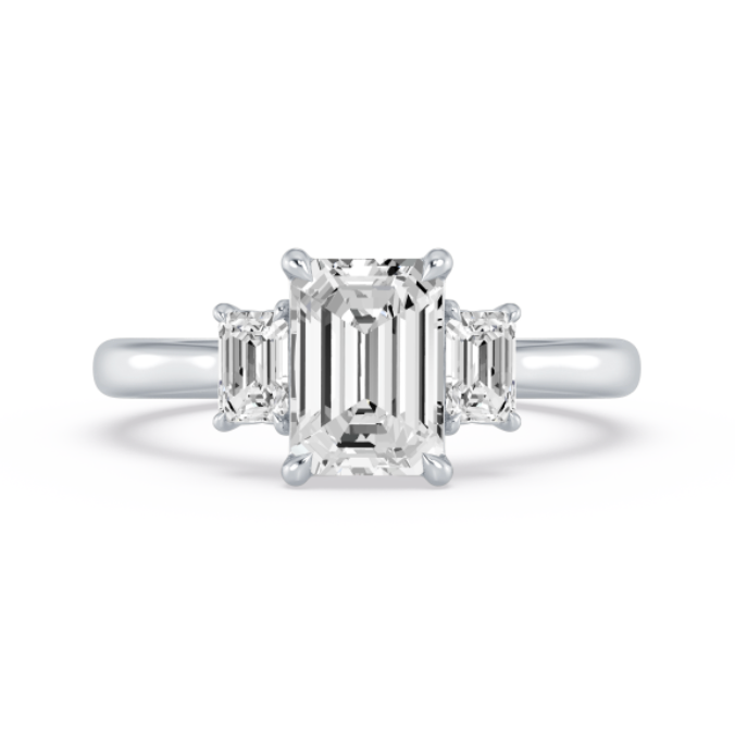 Emerald three-Stone Engagement Ring