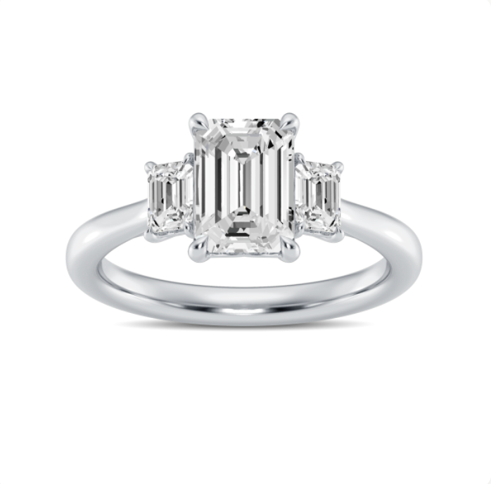 Emerald three-Stone Engagement Ring