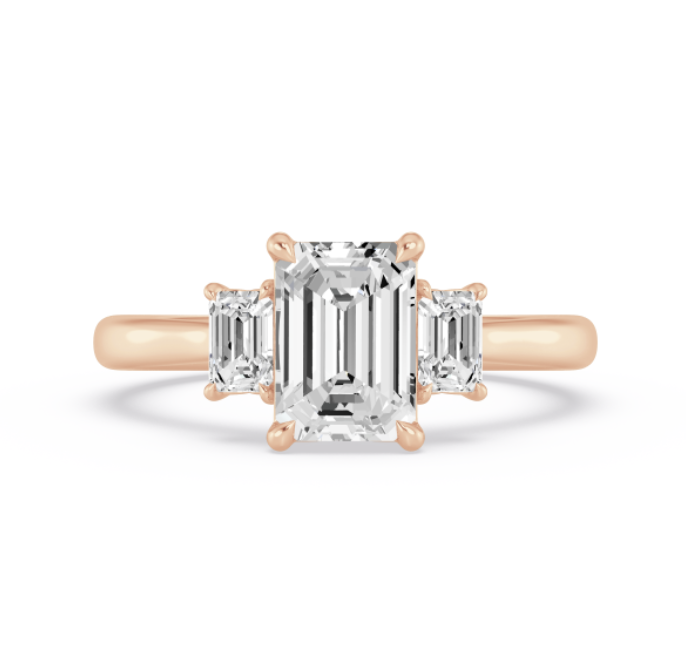 Emerald three-Stone Engagement Ring