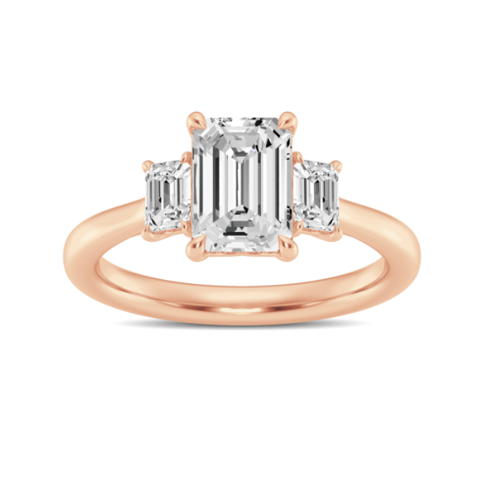 Emerald three-Stone Engagement Ring
