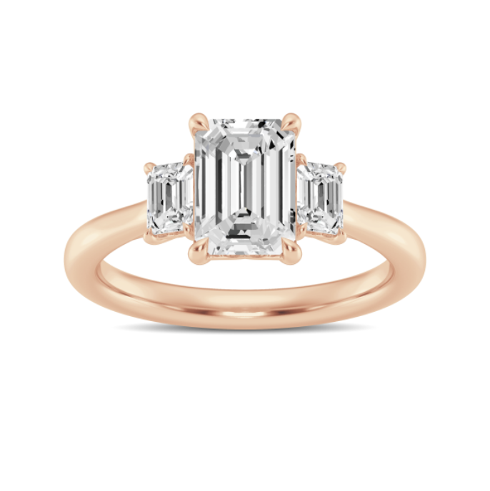 Emerald three-Stone Engagement Ring