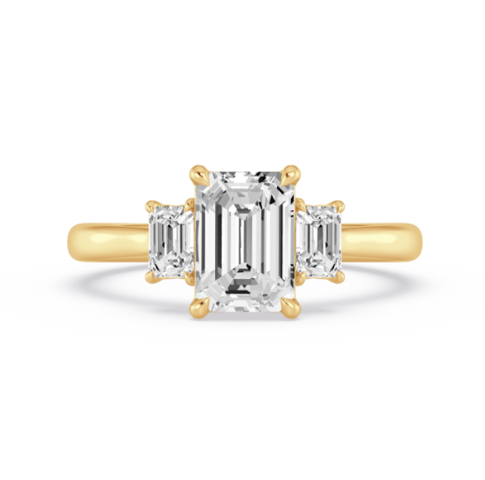 Emerald three-Stone Engagement Ring