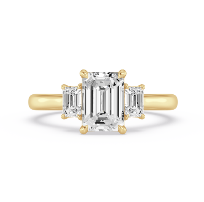 Emerald three-Stone Engagement Ring