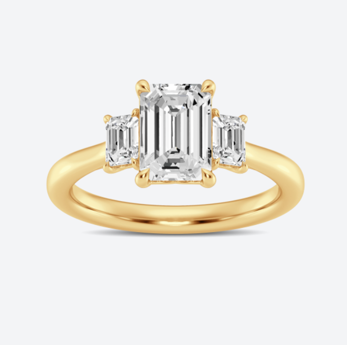 Emerald three-Stone Engagement Ring