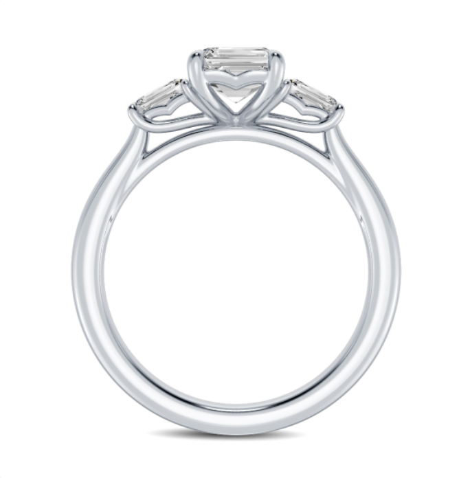 Emerald and Baguette Three-Stone Engagement Ring