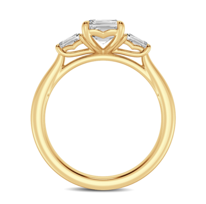 Emerald and Baguette Three-Stone Engagement Ring