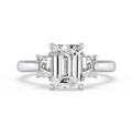 Emerald and Trillion Cut Diamond Three-Stone Engagement Ring