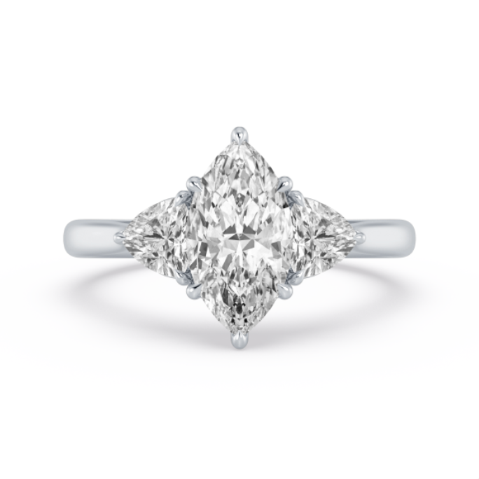 Marquise and Trillion Three-Stone Diamond Engagement Ring