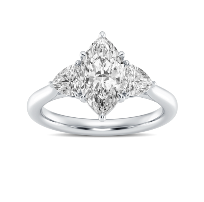 Marquise and Trillion Three-Stone Diamond Engagement Ring