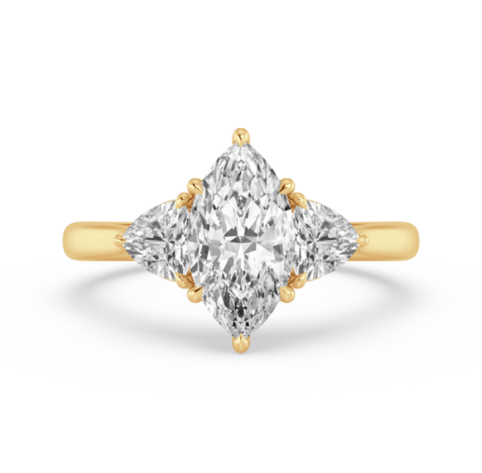 Marquise and Trillion Three-Stone Diamond Engagement Ring
