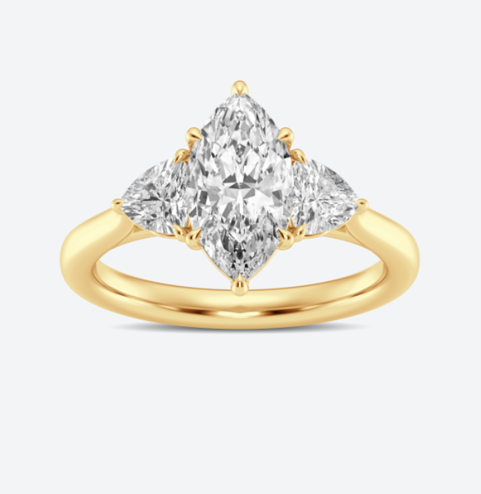 Marquise and Trillion Three-Stone Diamond Engagement Ring