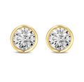 Round Micro Diamond Bezel Set Stud Earrings