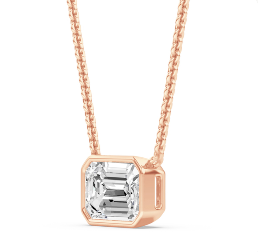 Bezel Emerald Diamond Necklace