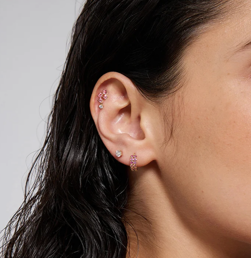 Sora Padparadscha Sapphire Cluster Earrings