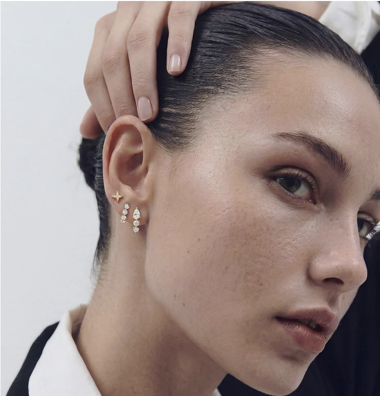 The Elara Triple Drop Diamond Earrings