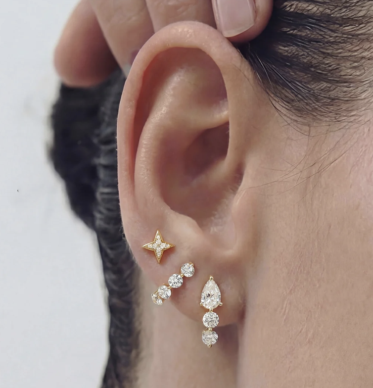 The Elara Triple Drop Diamond Earrings