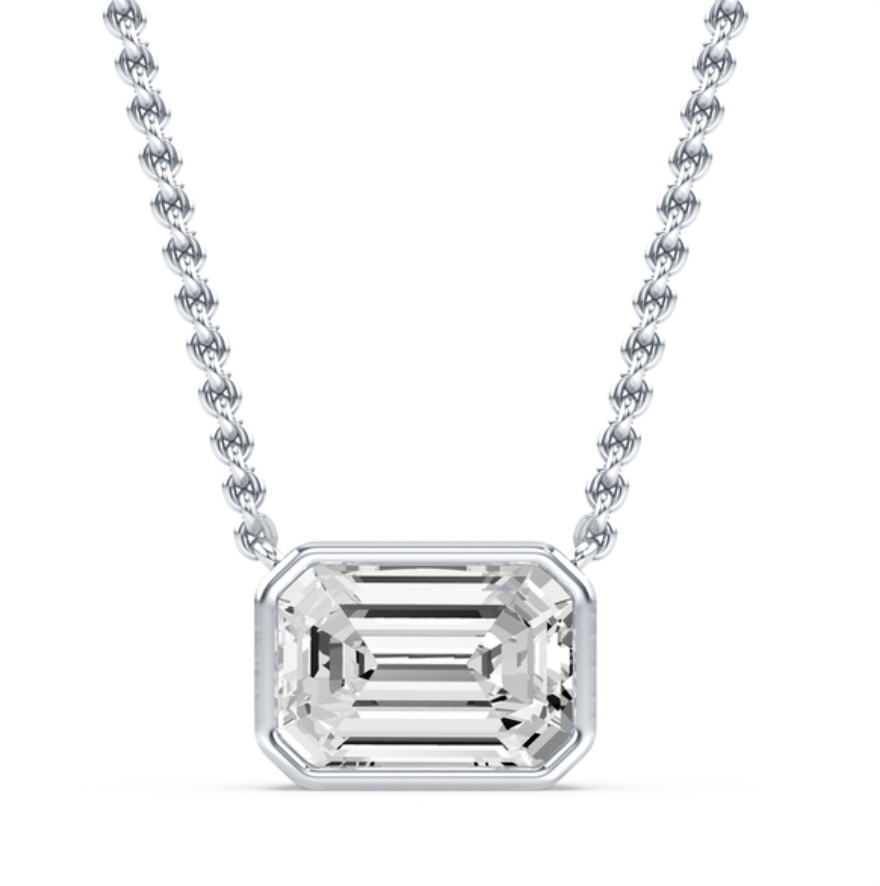 Bezel Emerald Diamond Necklace