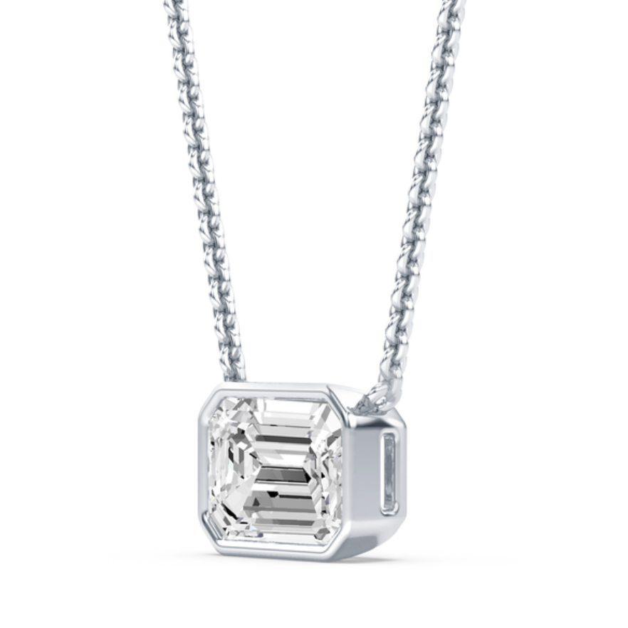 Bezel Emerald Diamond Necklace