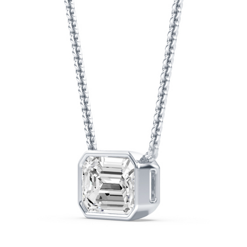 Bezel Emerald Diamond Necklace