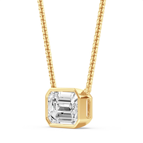 Bezel Emerald Diamond Necklace